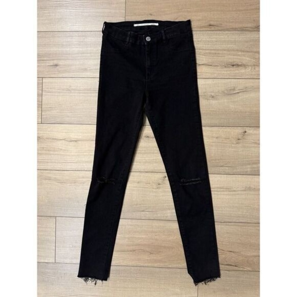 Zara Jeans Womens 8 Black Skinny Stretchy Denim Distressed Trafaluc Grunge‎